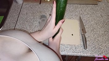 Horny Wife Hard Play Pussy Cucumber - Squirting Orgasm